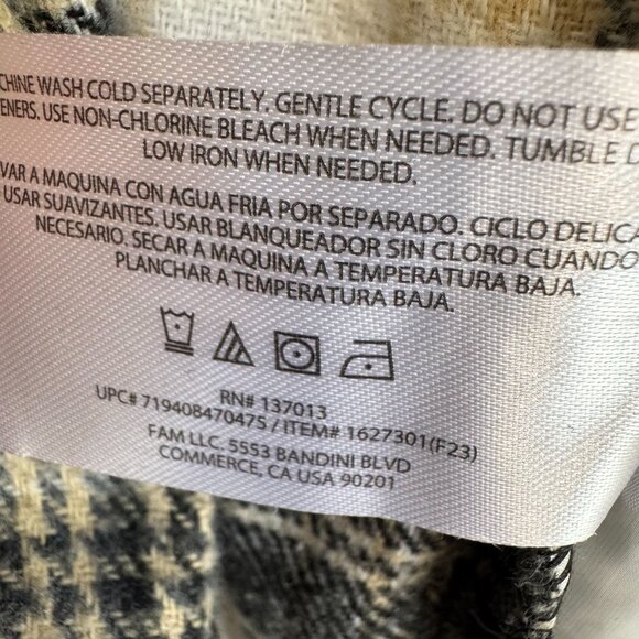 Banana Republic Flannel Black Ivory Plaid Long Line Oversized Shacket Size XL - Picture 14 of 15